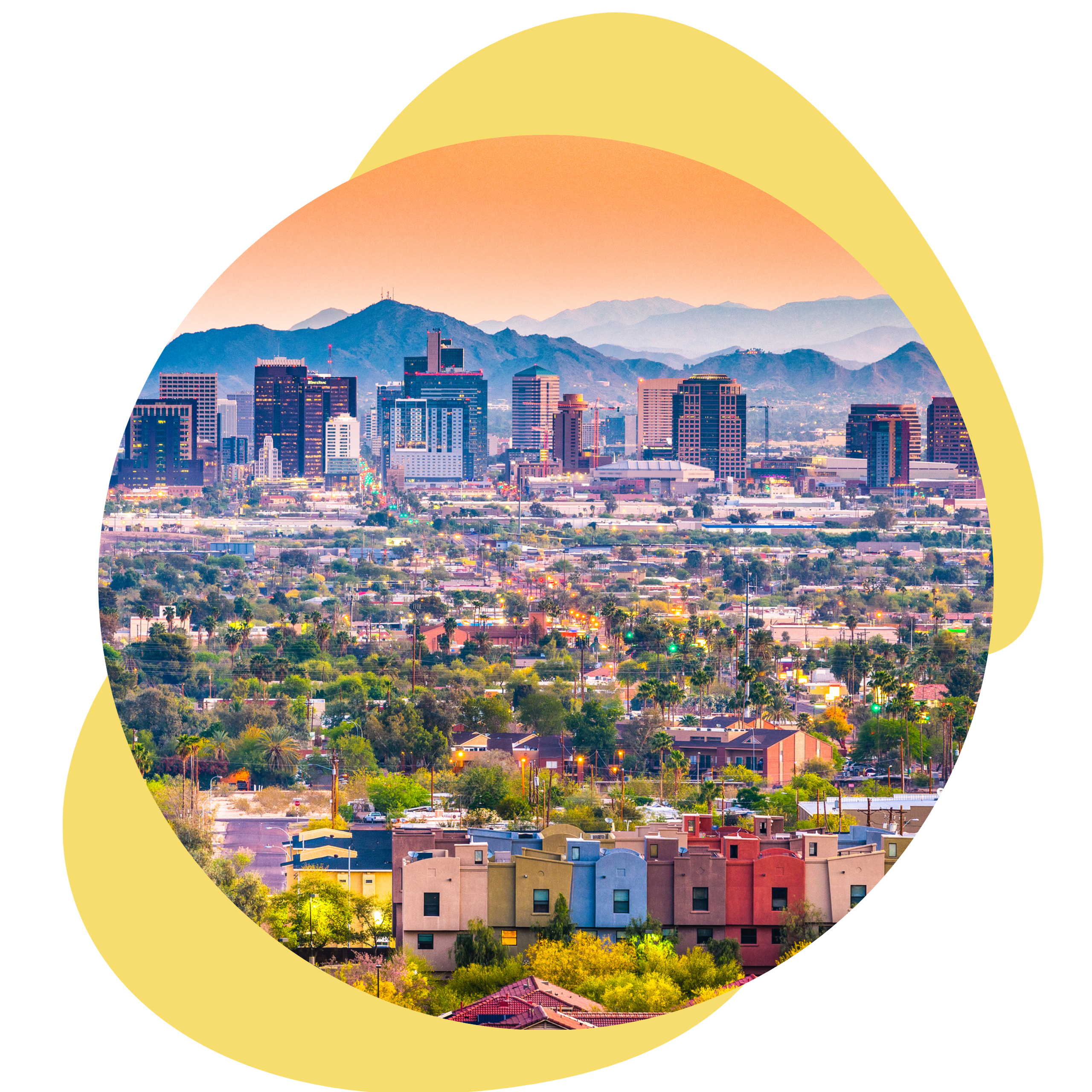 A drone shot of Phoenix Arizona.